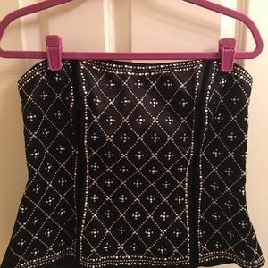 WHBM Diamond Embroidered Black Bustier